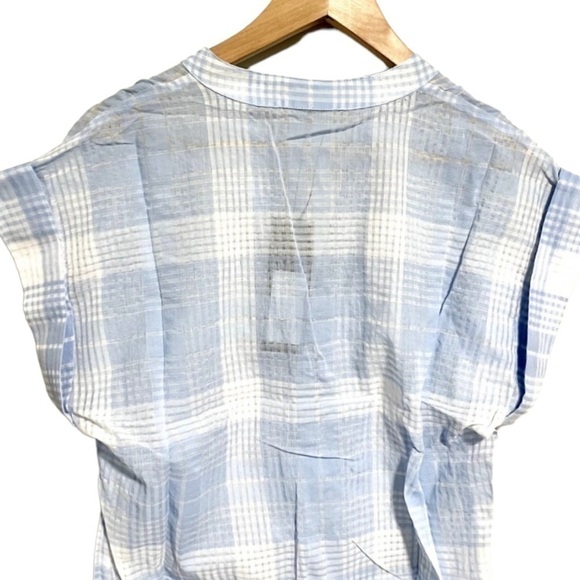 Veronica Beard NWT Short Sleeve Tie Waist Plaid Hanne Mini Dress Blue Size L - Picture 5 of 10